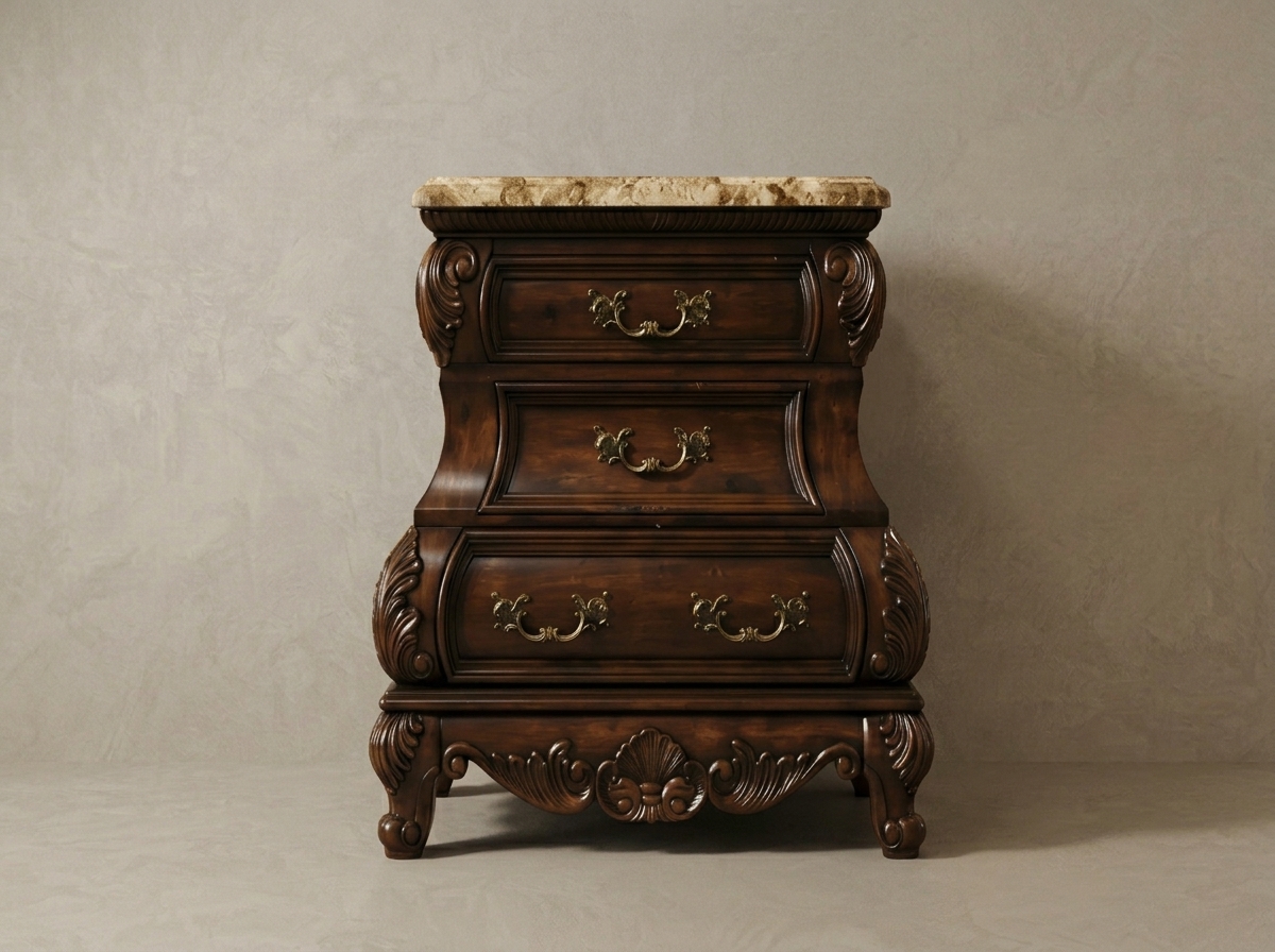 McFerran Monaco 4-Piece Luxury Canopy Bedroom Set in Dark Cherry | Royal Hand Carved Solid Wood Bed with Matching Nightstands