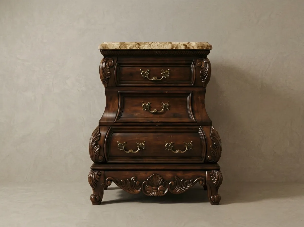 McFerran Monaco 4-Piece Luxury Canopy Bedroom Set in Dark Cherry | Royal Hand Carved Solid Wood Bed with Matching Nightstands