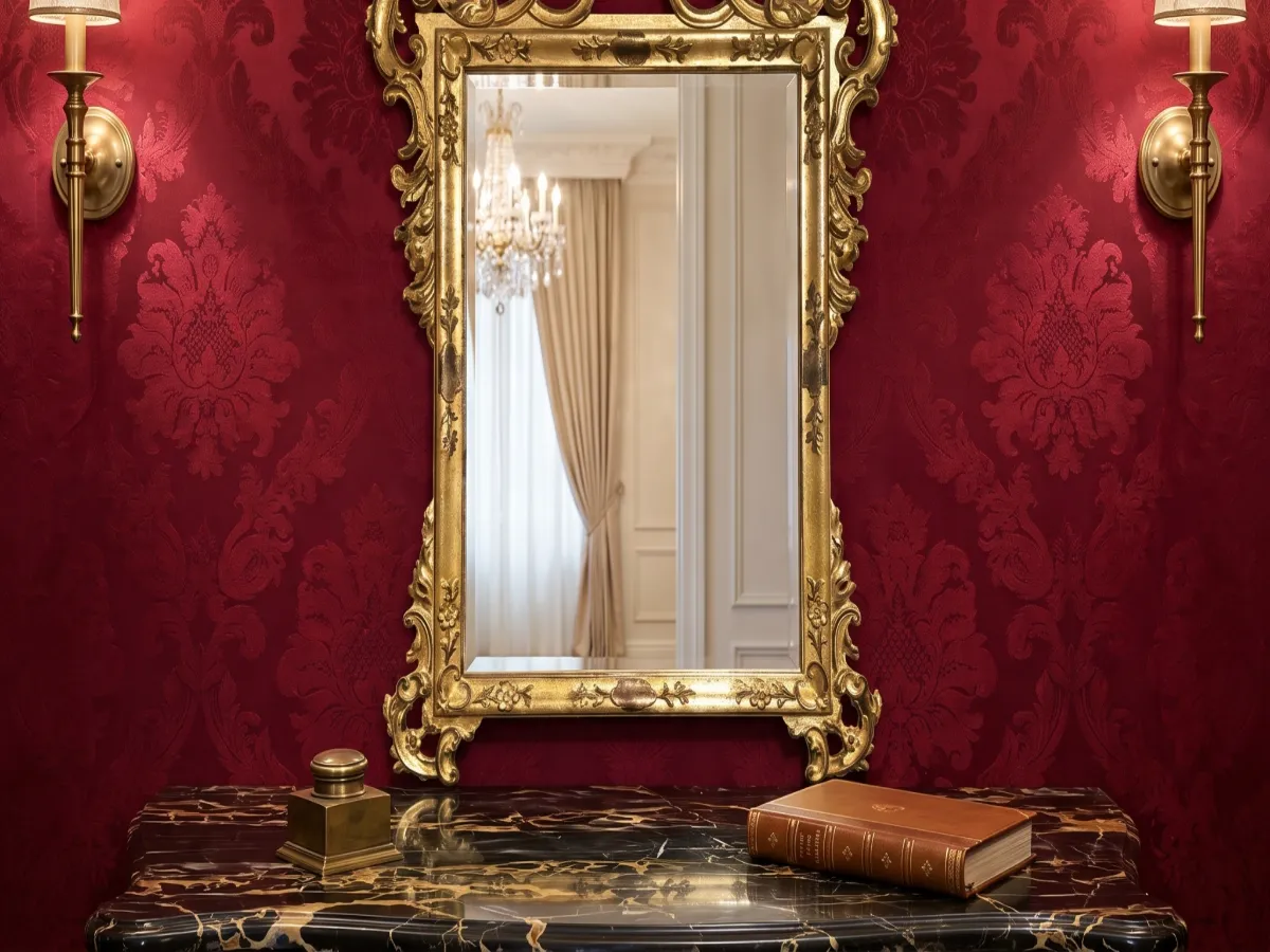 Luxury Carved Console with Mirror | Handcrafted Solid Wood, Ornate 