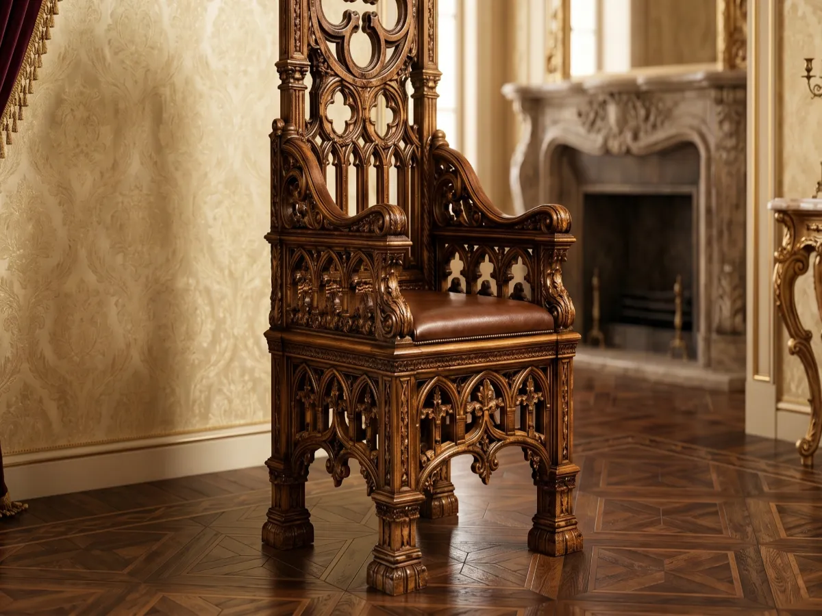 Baroque Heraldic Anchor High Back Chair | Barley Twist Columns