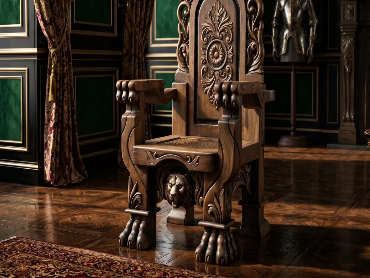 Heraldic Coat of Arms Royal High Back Chair | Lion Paw Feet