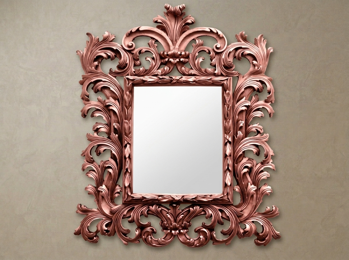 Wooden Ornate Hand Carved Mirror Frame | Traditional Gold Polish Premium Solid Wood Decorative Wall Mirror