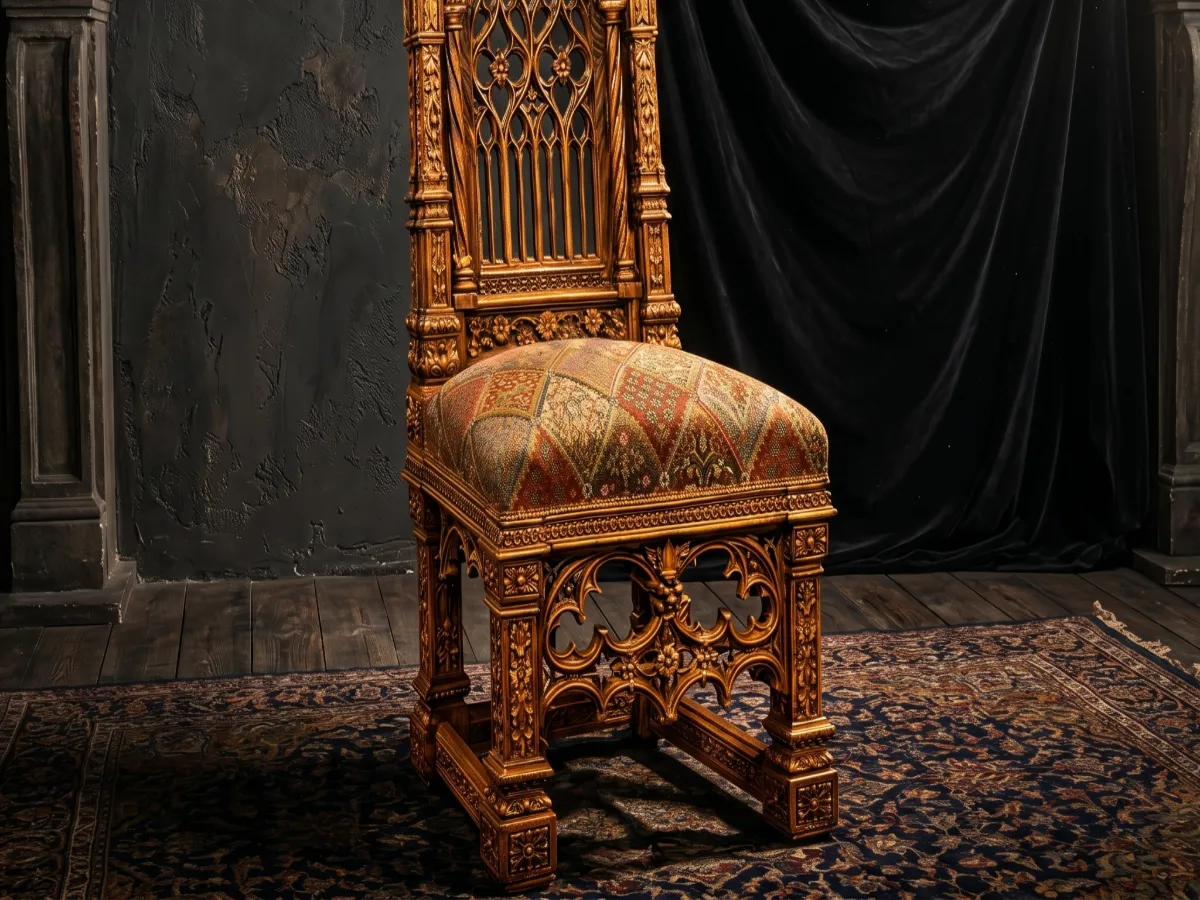 Gothic Gold Fleur-de-Lis High Back Chair 