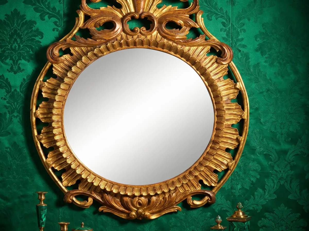 Luxury Hand Carved Antique Gold Wooden Mirror Frame | European Palace Style Wall Mirror 