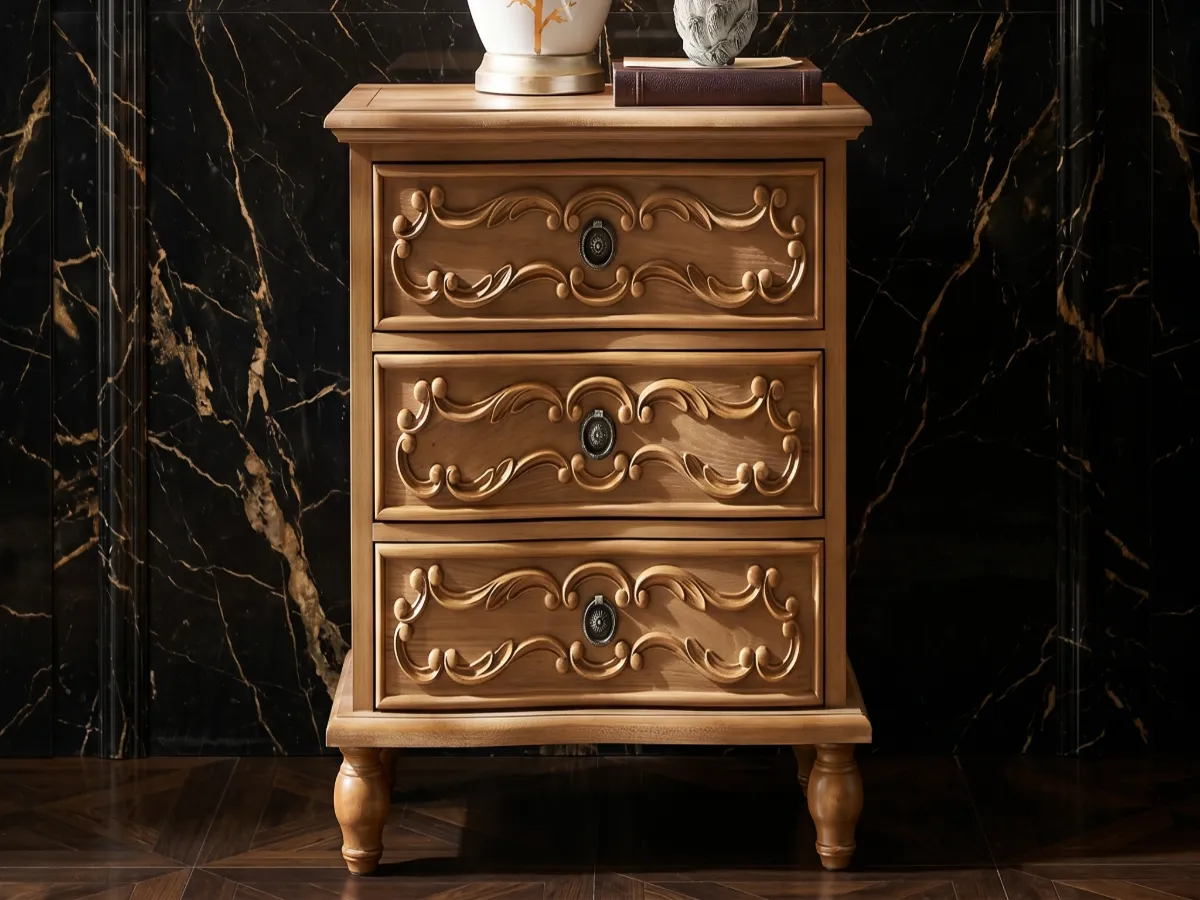 Solid Wood End Table | Luxury Side Table for Living Room