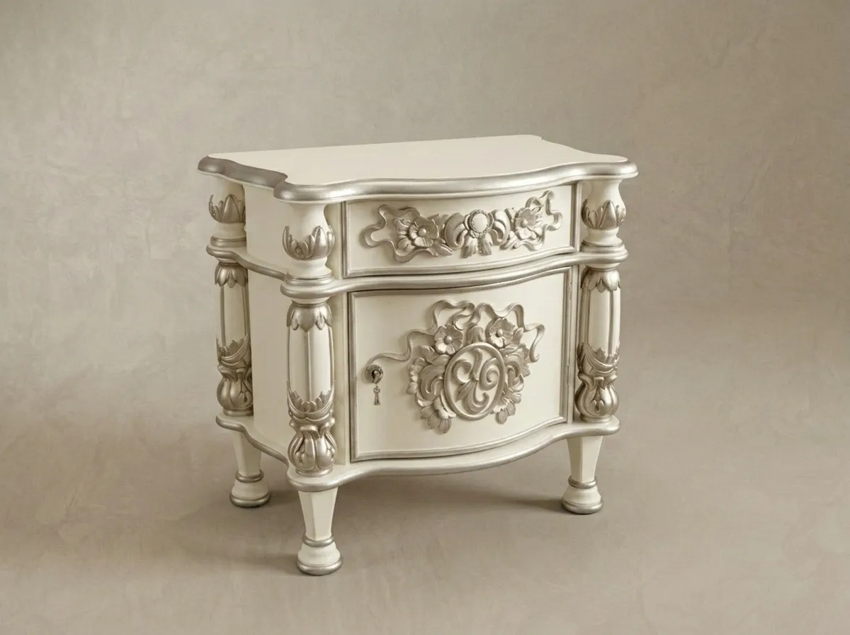 Rectangular Teak Wood White Deco Luxury Bedside Table with Drawer Storage | Modern Elegant Nightstand for Bedroom