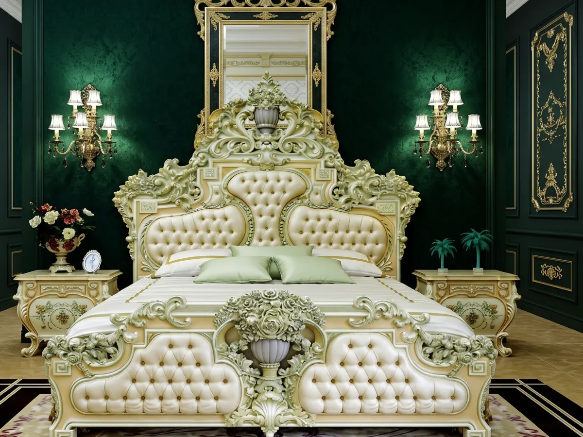 Antique Baroque Bed – Hand-Carved Floral Accents