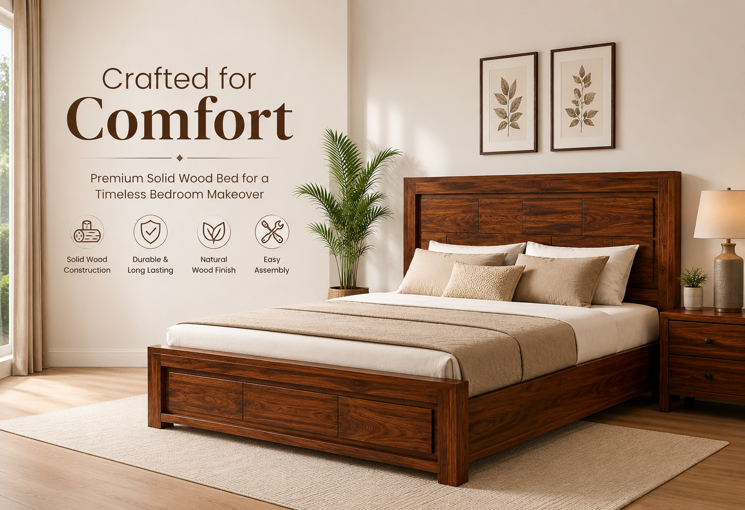 Elysian 3-Seater Premium Solid Wood Sofa