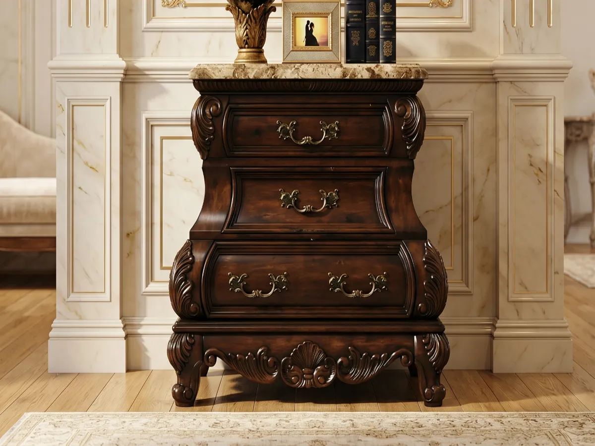 McFerran Monaco 4-Piece Canopy Bedroom Set | Dark Cherry 